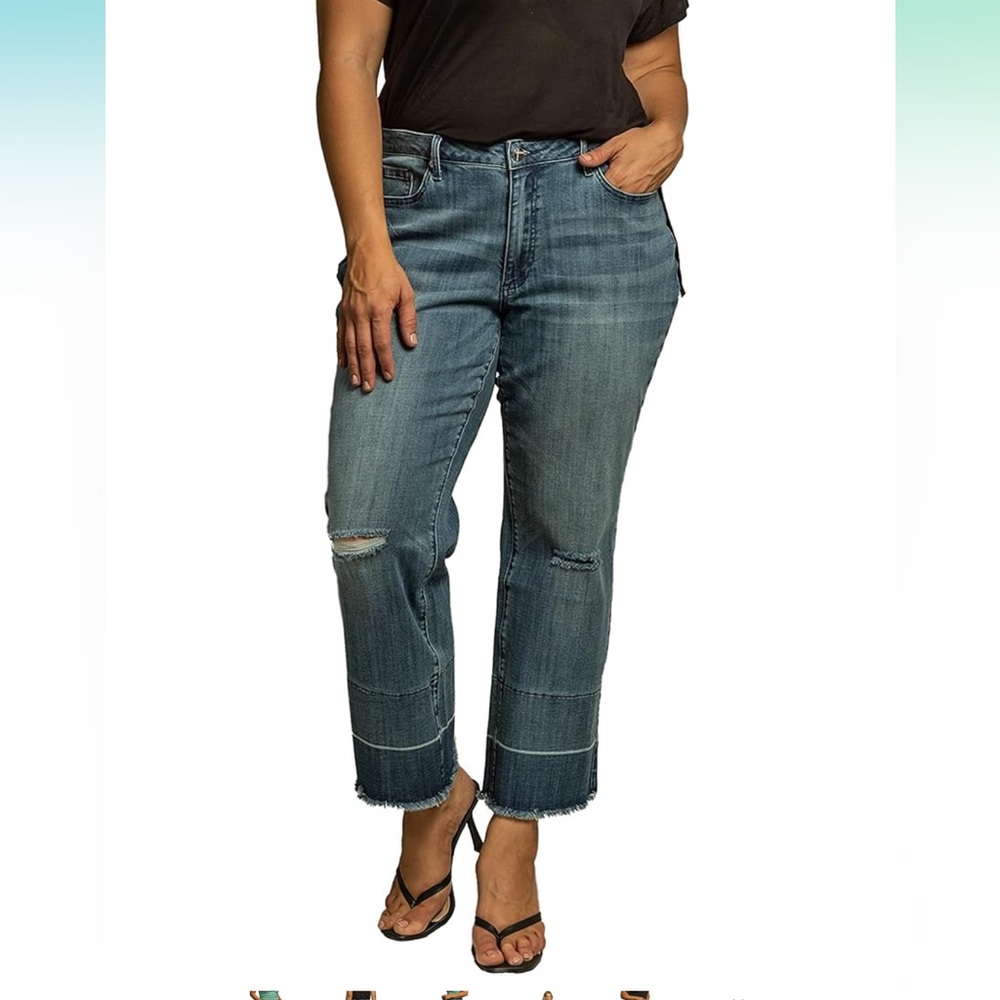 Standards & Practices Plus Size Women's Stretch Whisker Boyfriend Premium Jeans